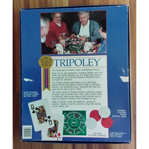 VINTAGE Tripoley Senior Series Cadaco 1989 With Game Board Large Edition Playing - Picture 2 of 4